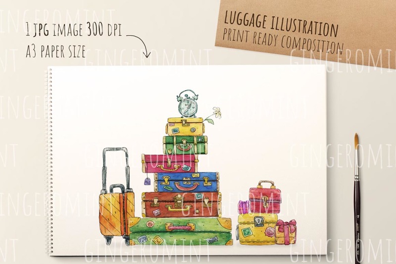 watercolor-retro-luggage
