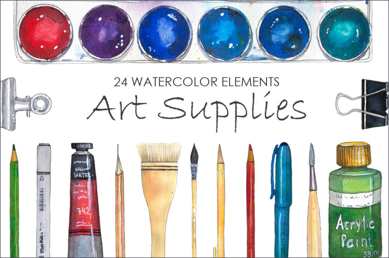 art-supplies-watercolor-elements