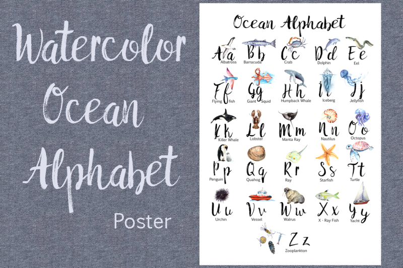 watercolor-ocean-alphabet-clipart-poster