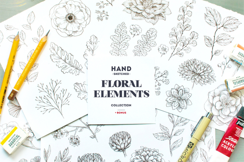 handsketched-floral-elements-kit