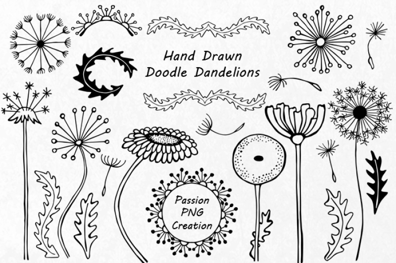 hand-drawn-doodle-dandelions-clipart-flower-silhouettes