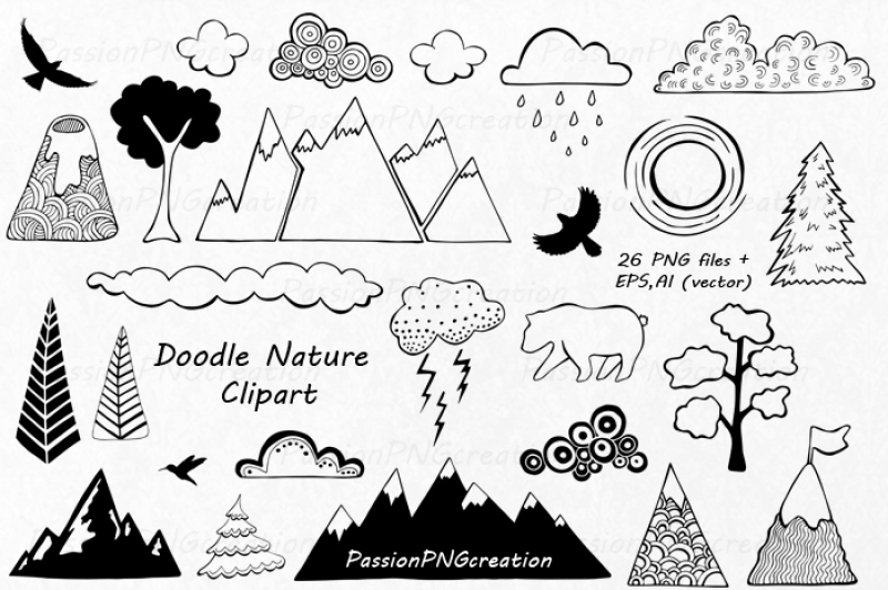 doodle-nature-clipart-hand-drawn-mountain-clipart-clouds-clip-art