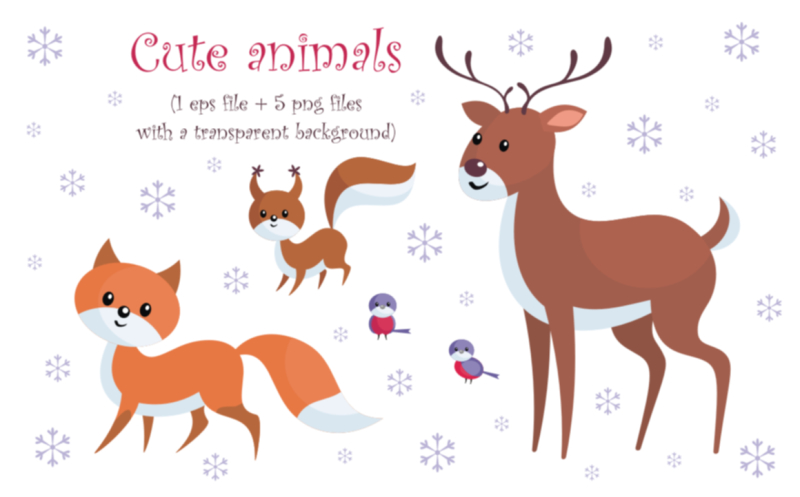 merry-christmas-santa-claus-cute-animals-and-snowmen