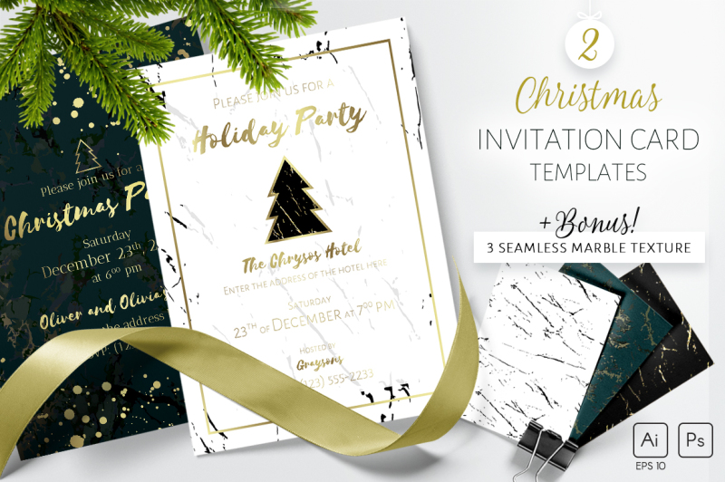 2-christmas-invitations-and-marble