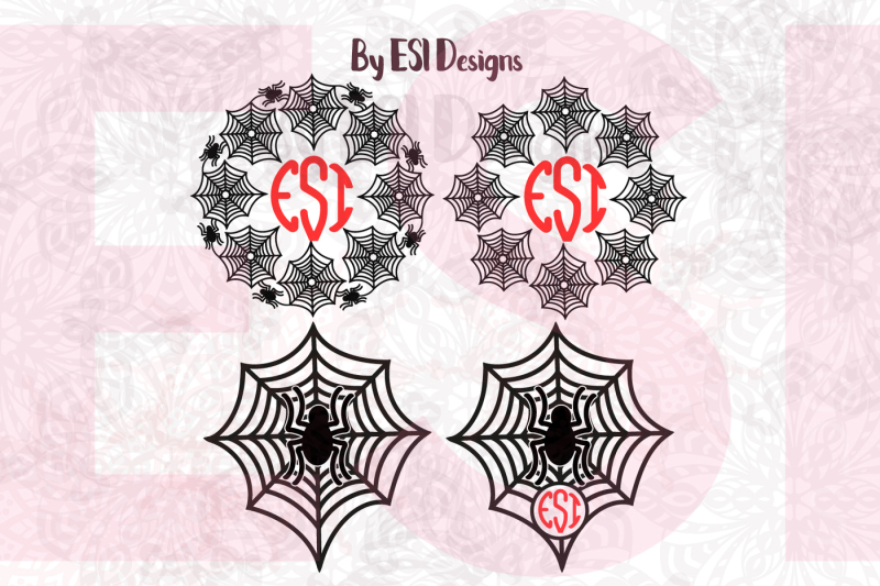 spider-and-spider-web-monogram-designs-set-svg-dxf-eps-and-png