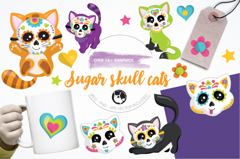 sugar-skull-cats-graphics-and-illustrations