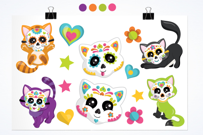 sugar-skull-cats-graphics-and-illustrations