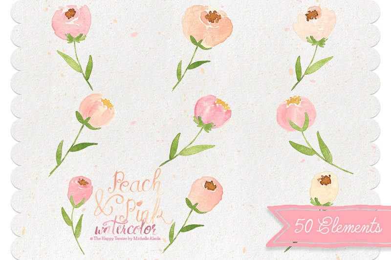 watercolor-flower-clipart-ndash-peach-amp-pink-watercolour-flower-floral-wreaths-bouquets-heart-wedding