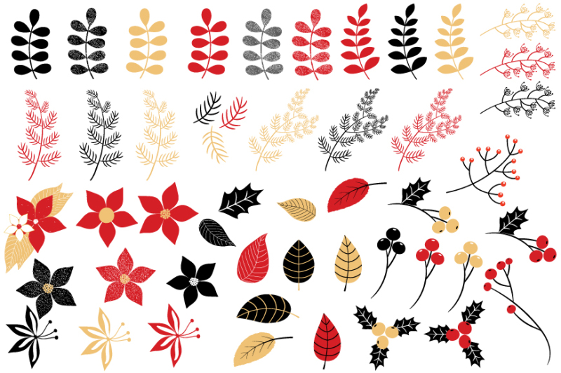 christmas-foliage-clipart-winter-flower-holiday-floral-clip-art