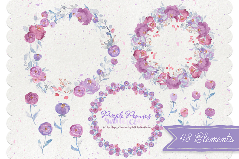 watercolor-flower-clipart-ndash-purple-peonies-watercolour-flower-floral-wreaths-bouquets-heart-wedding