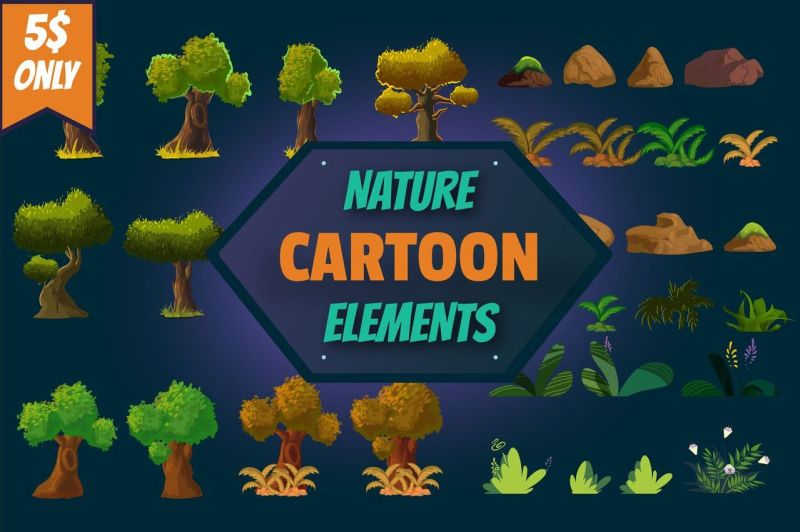 cartoon-nature-elements-set