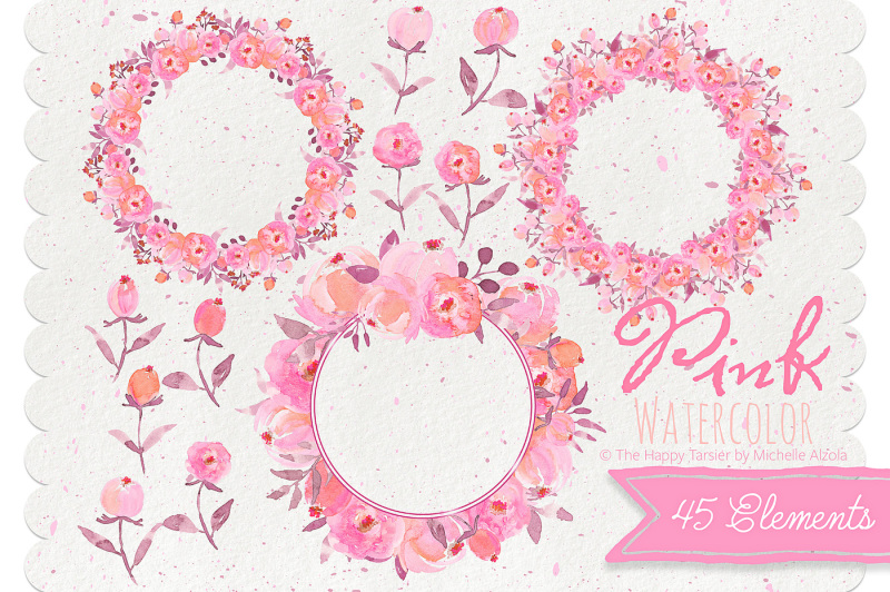 watercolor-flower-clipart-ndash-pink-watercolour-flower-floral-wreaths-bouquets-heart-wedding
