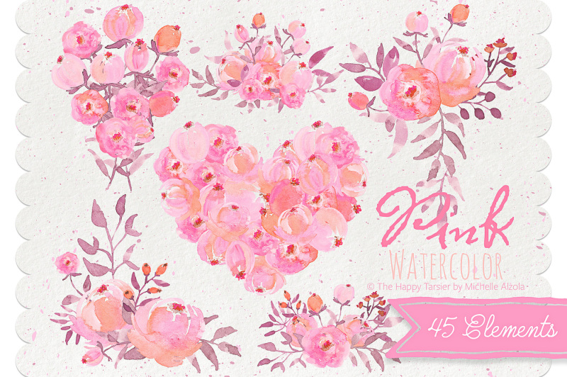 watercolor-flower-clipart-ndash-pink-watercolour-flower-floral-wreaths-bouquets-heart-wedding