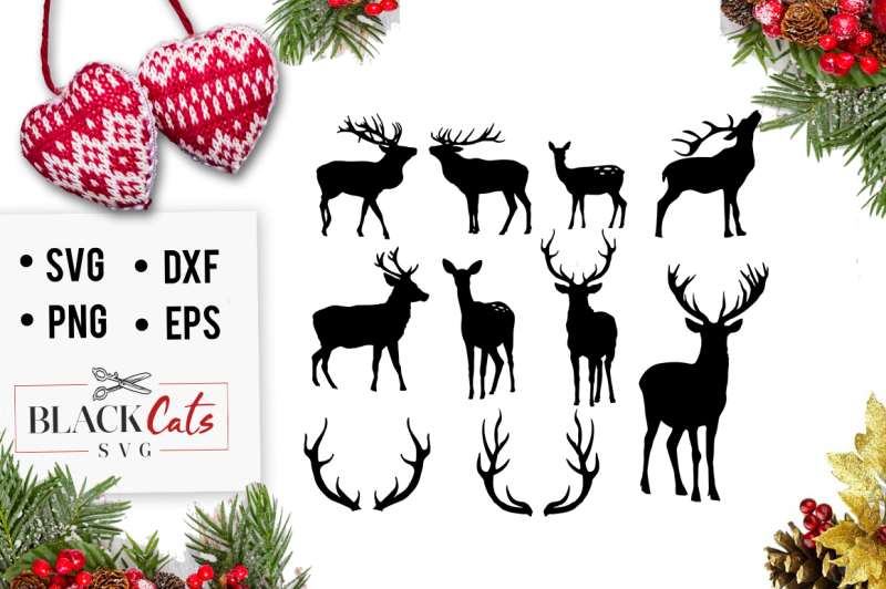 Deers set and antlers SVG Free File