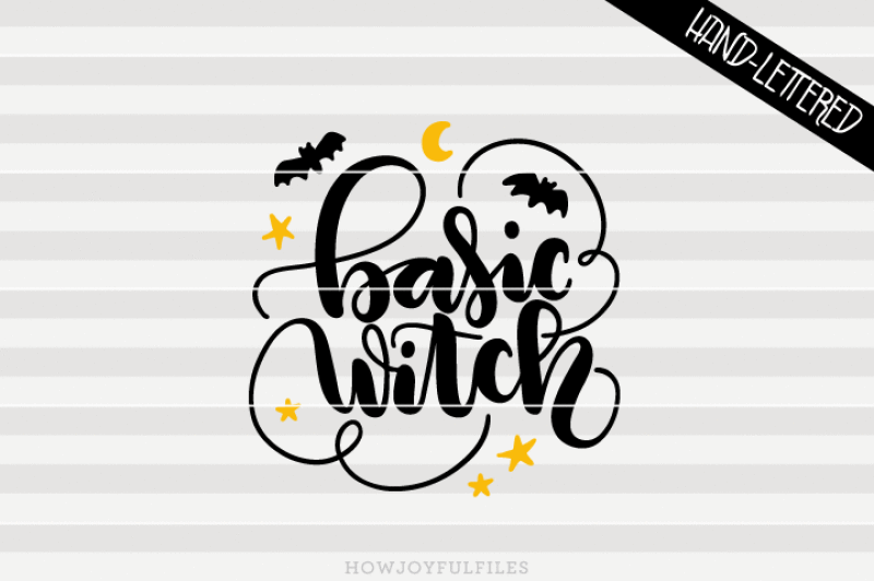 Basic Witch - Halloween - SVG - PNG - PDF files - hand drawn lettered
cut file - graphic overlay DXF File Include