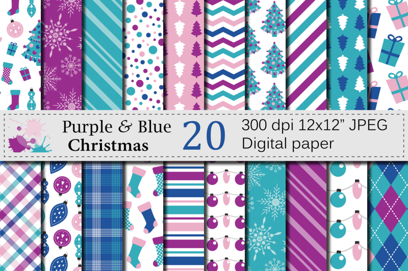 purple-and-blue-christmas-digital-paper