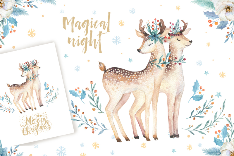 watercolor-christmas-deer