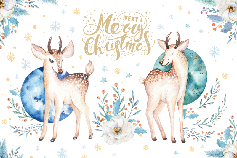 watercolor-christmas-deer
