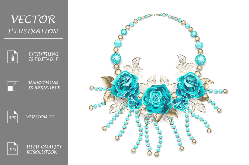 necklace-with-turquoise-roses