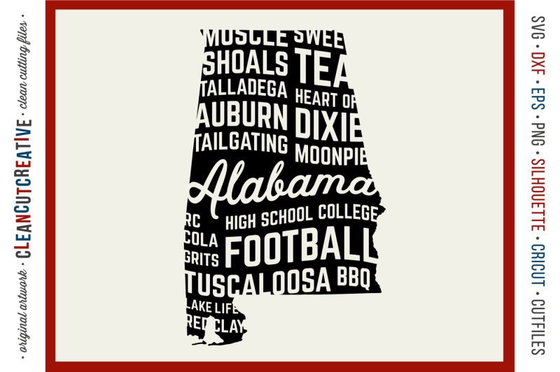 Alabama State design - SVG DXF EPS PNG - Cricut & Silhouette - clean
cutting files Free SVG CUt Files
