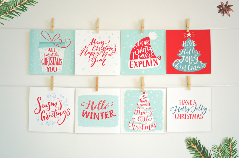 christmas-cards-with-hand-lettering