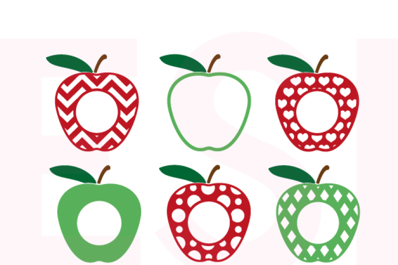 Download Apple Design Set 3, with Circle for Monogram, Teacher, SVG ...