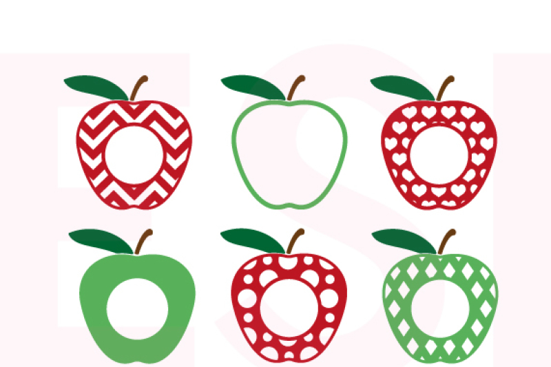 Download Apple Design Set 3, with Circle for Monogram, Teacher, SVG, DXF, PNG, EPS By ESI Designs ...