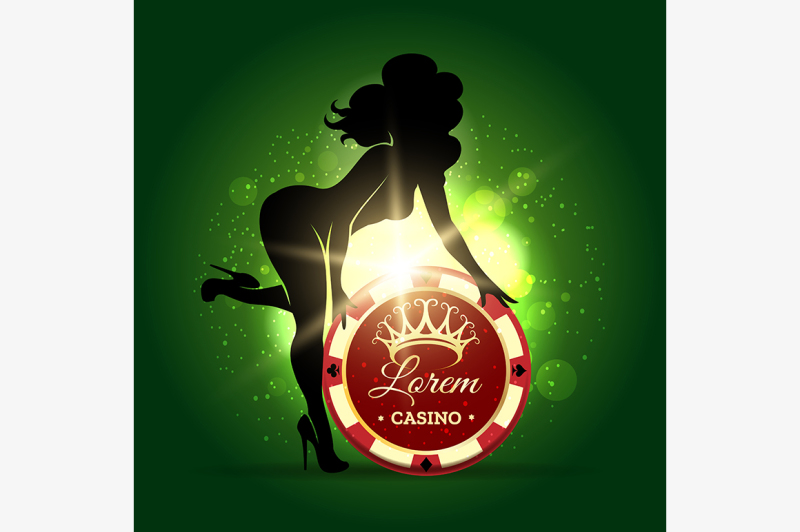 casino-emblem-with-chip-and-female-silhouette