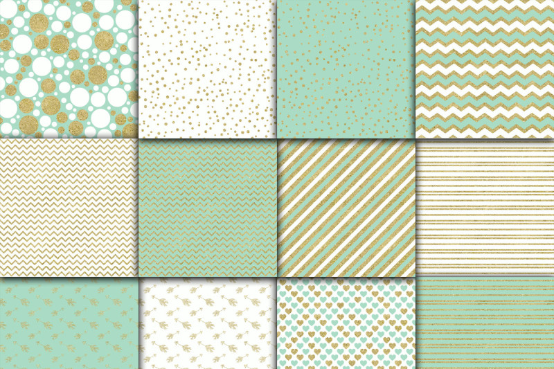 mint-and-gold-digital-papers