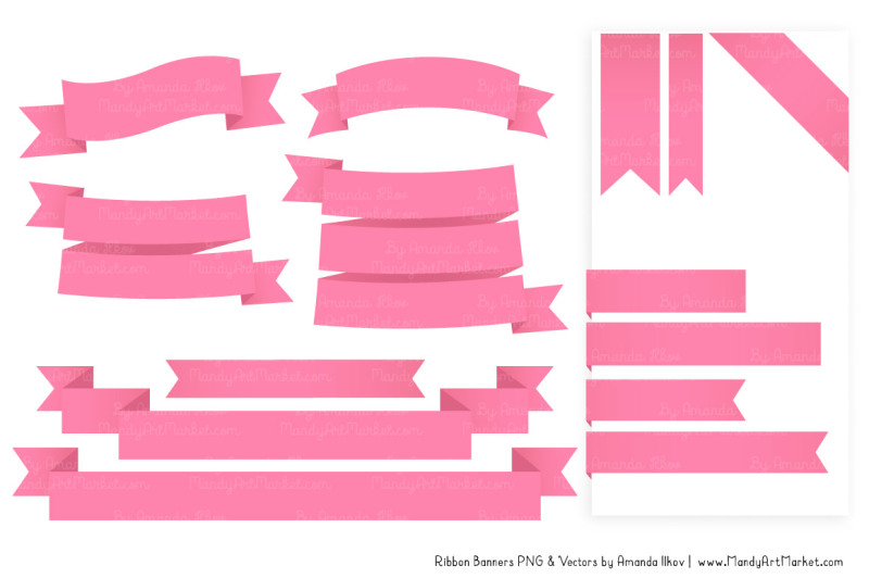 Classic Ribbon Banner Clipart in Soft Pink By Amanda Ilkov