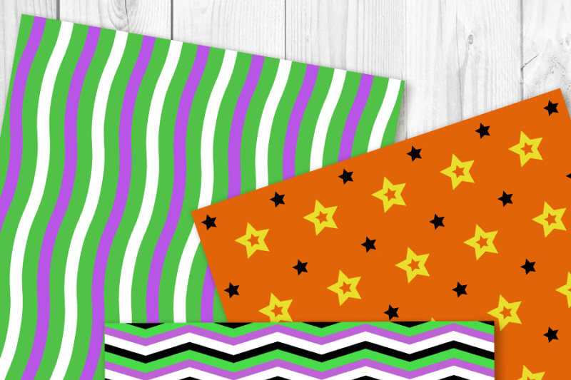 halloween-digital-paper-black-and-orange-backgrounds-green-and-purple-patterns-spooky-scrapbook-paper