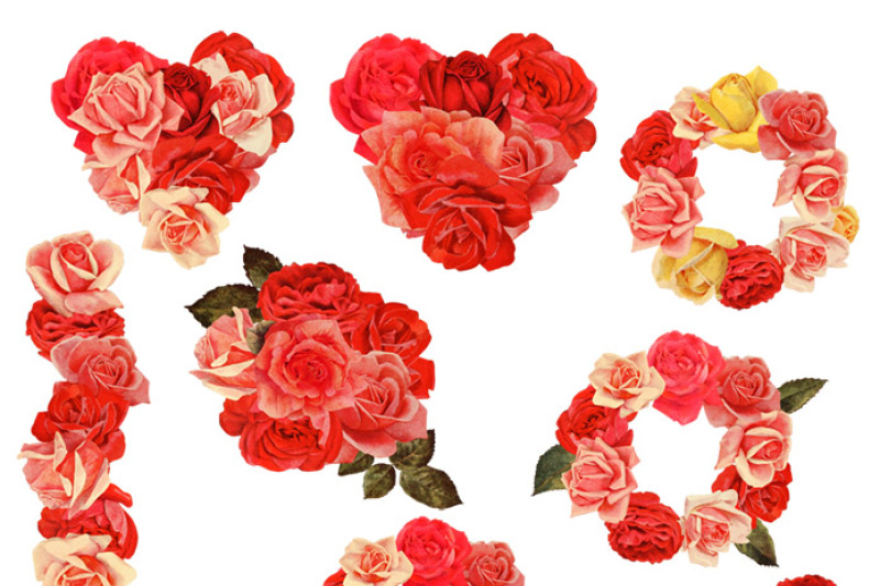 12-vintage-rose-clipart-arrangements-wedding-clipart-rose-wreath-clipart-rose-garland-flower-clipart-floral-clipart