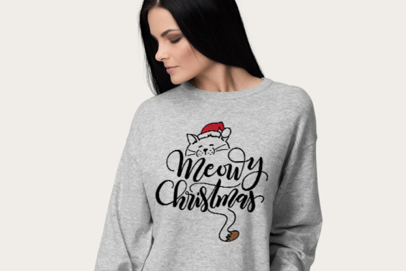 Meowy Christmas - Merry Cats - SVG - DXF - PDF files - hand drawn ...