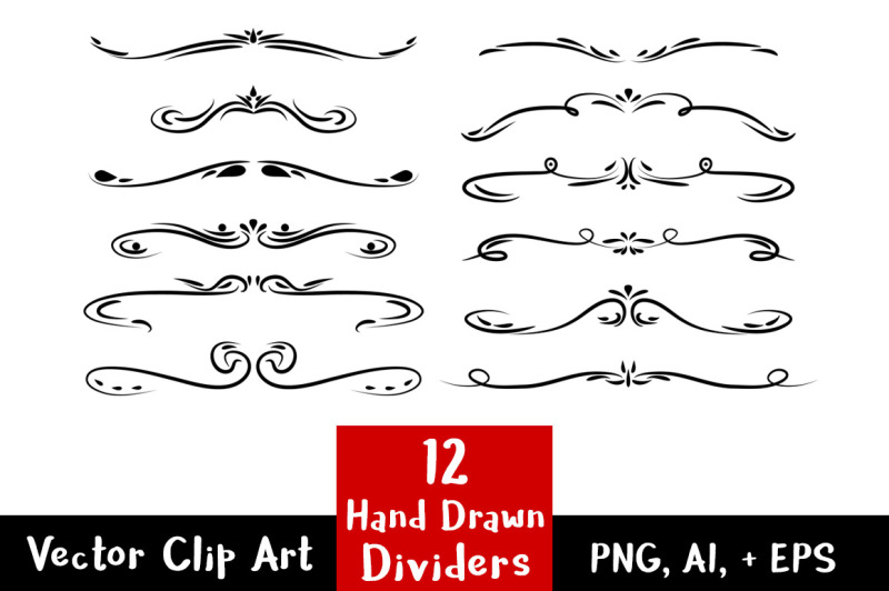 12-hand-drawn-dividers-wedding-clipart-page-divider-clipart-line-dividers-flourish-clipart-text-divider-clipart