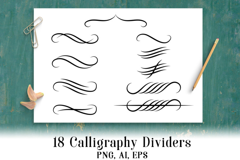 18-calligraphy-dividers-wedding-clipart-calligraphy-clipart-flourish-divider-text-divider-clipart-page-divider-clipart