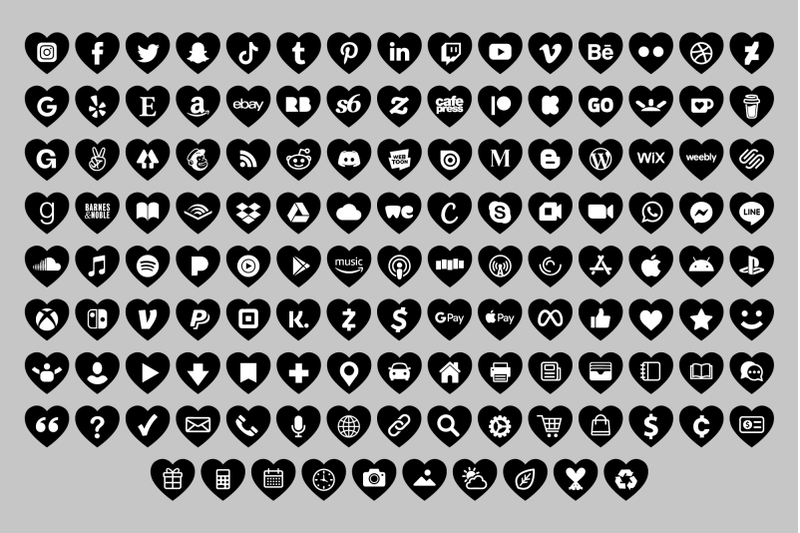 black-heart-social-media-icons