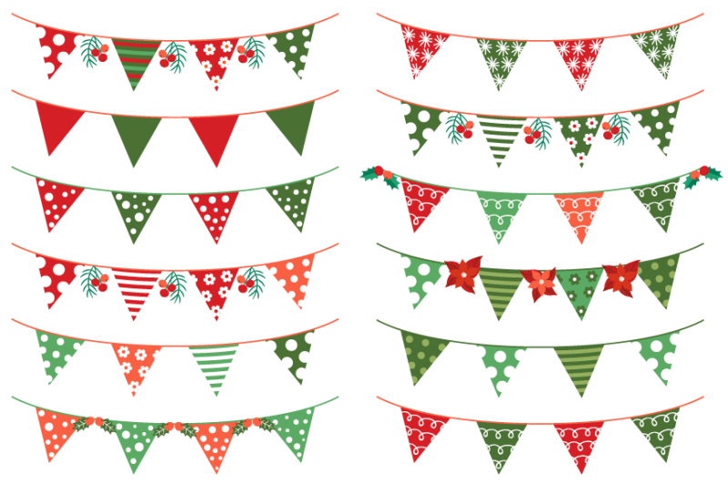 christmas-bunting-clipart-red-green-holiday-banner-flag-garland-clip-art