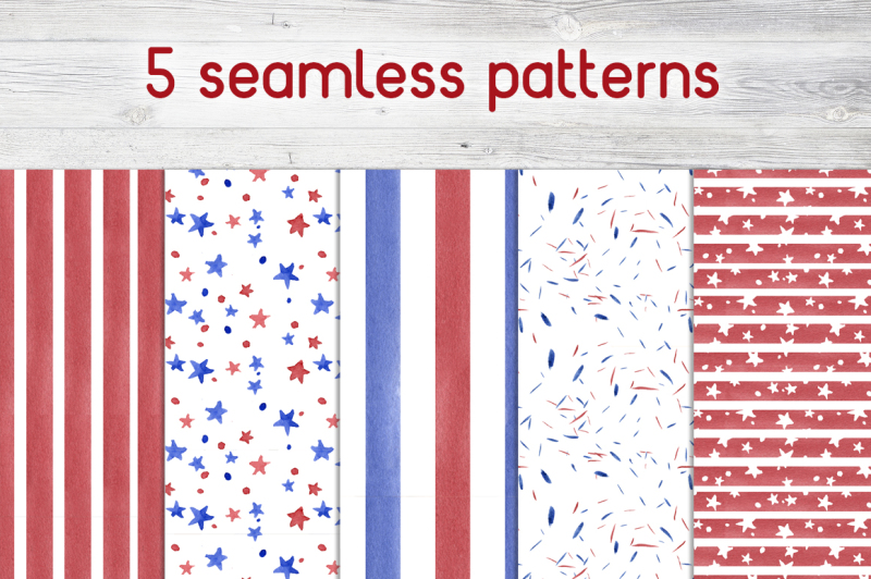 4th-of-july-watercolor-clipart-set