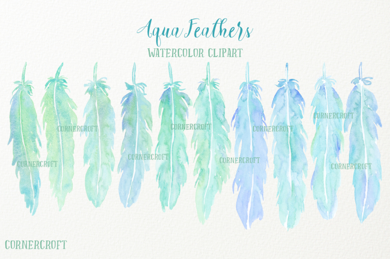 watercolor-aqua-feathers