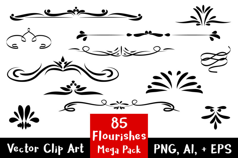85-flourishes-mega-pack-flourish-clipart-wedding-clipart-text-divider-clipart-line-dividers