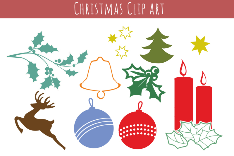 Christmas clipart bundle, Christmas symbols and icons, Vector clip art