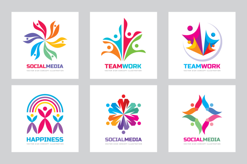 teamwork-friendship-vector-logo-set