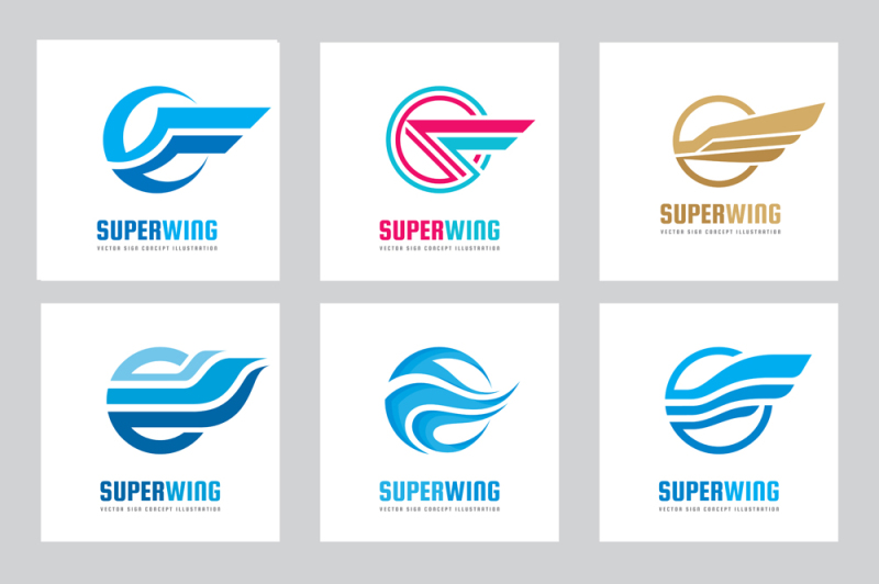 abstract-wing-vector-logo-set