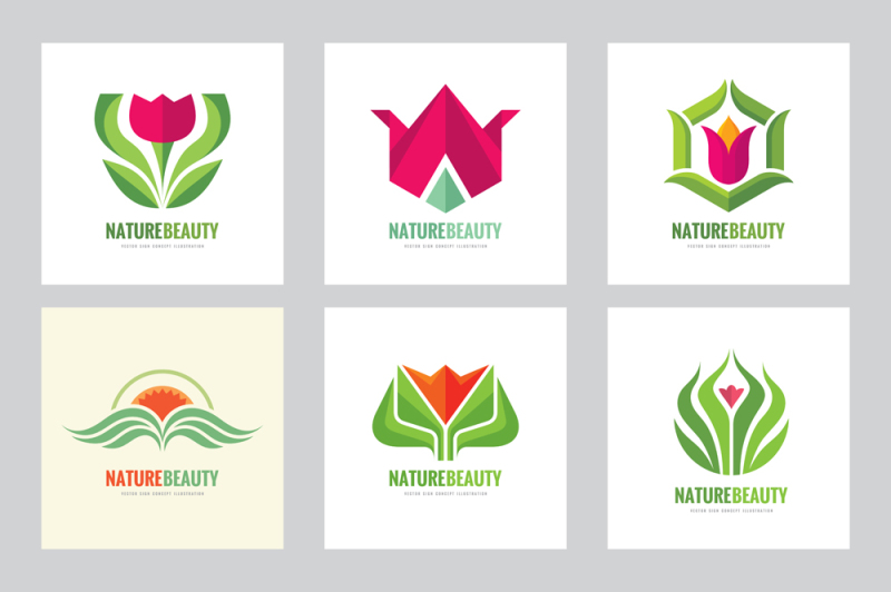 flower-nature-beauty-logo-set