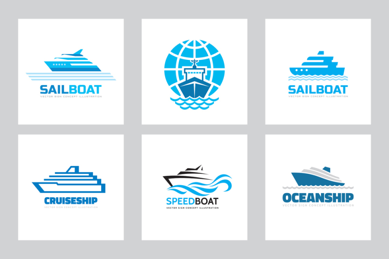 spead-boat-ship-vector-logo-set
