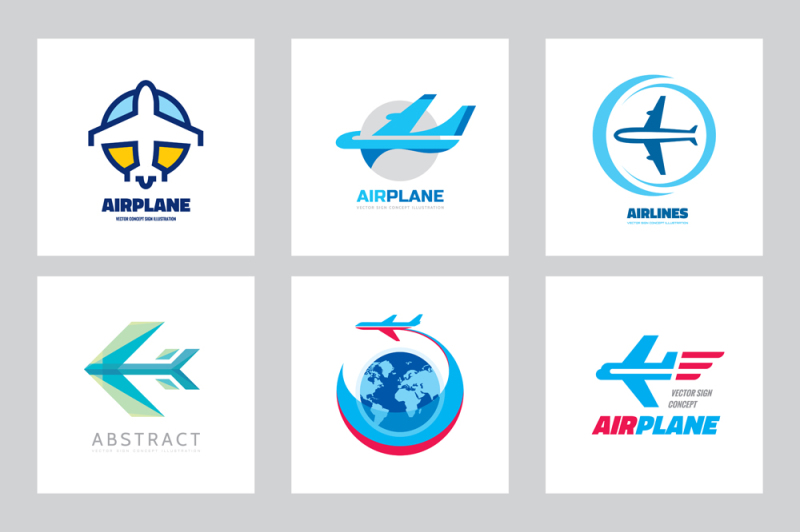 airplane-aircraft-vector-logo-set