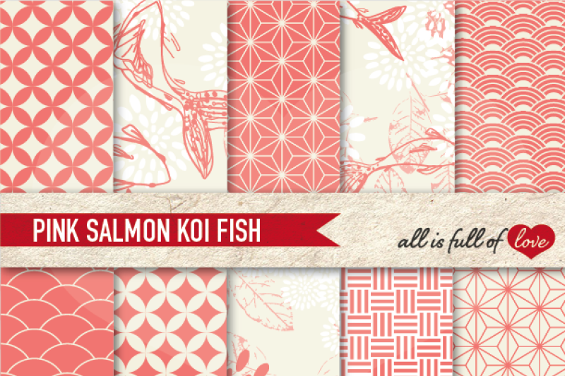 coral-pink-patterns-koi-fish-background-kit-salmon-digital-background