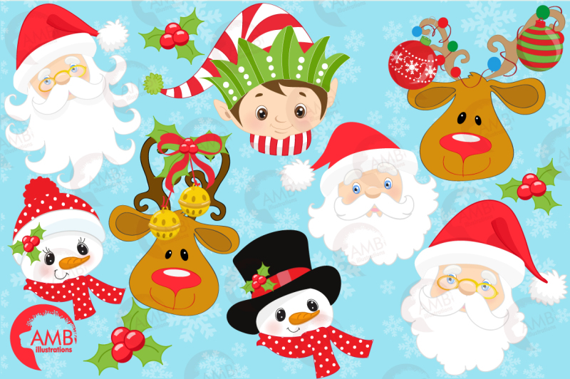 christmas-faces-clipart-christmas-santa-clipart-christmas-elf-clipart-snowman-clipart-amb-197