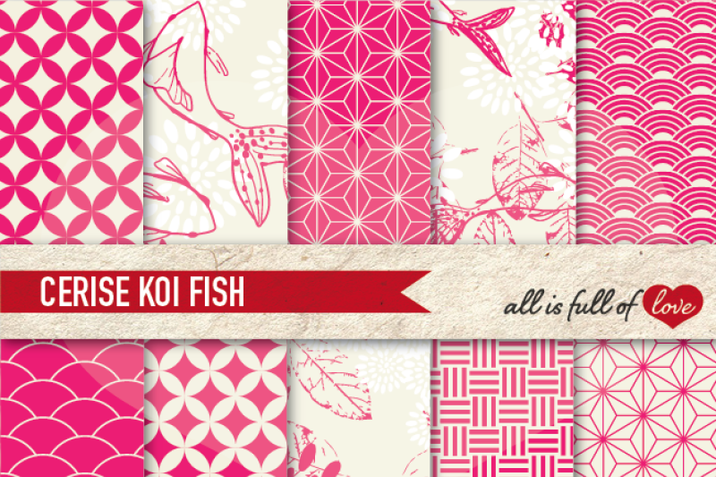cherry-pink-patterns-koi-fish-background-set