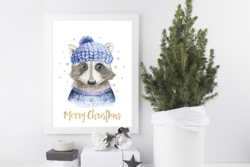 christmas-raccoon-and-deer-animals